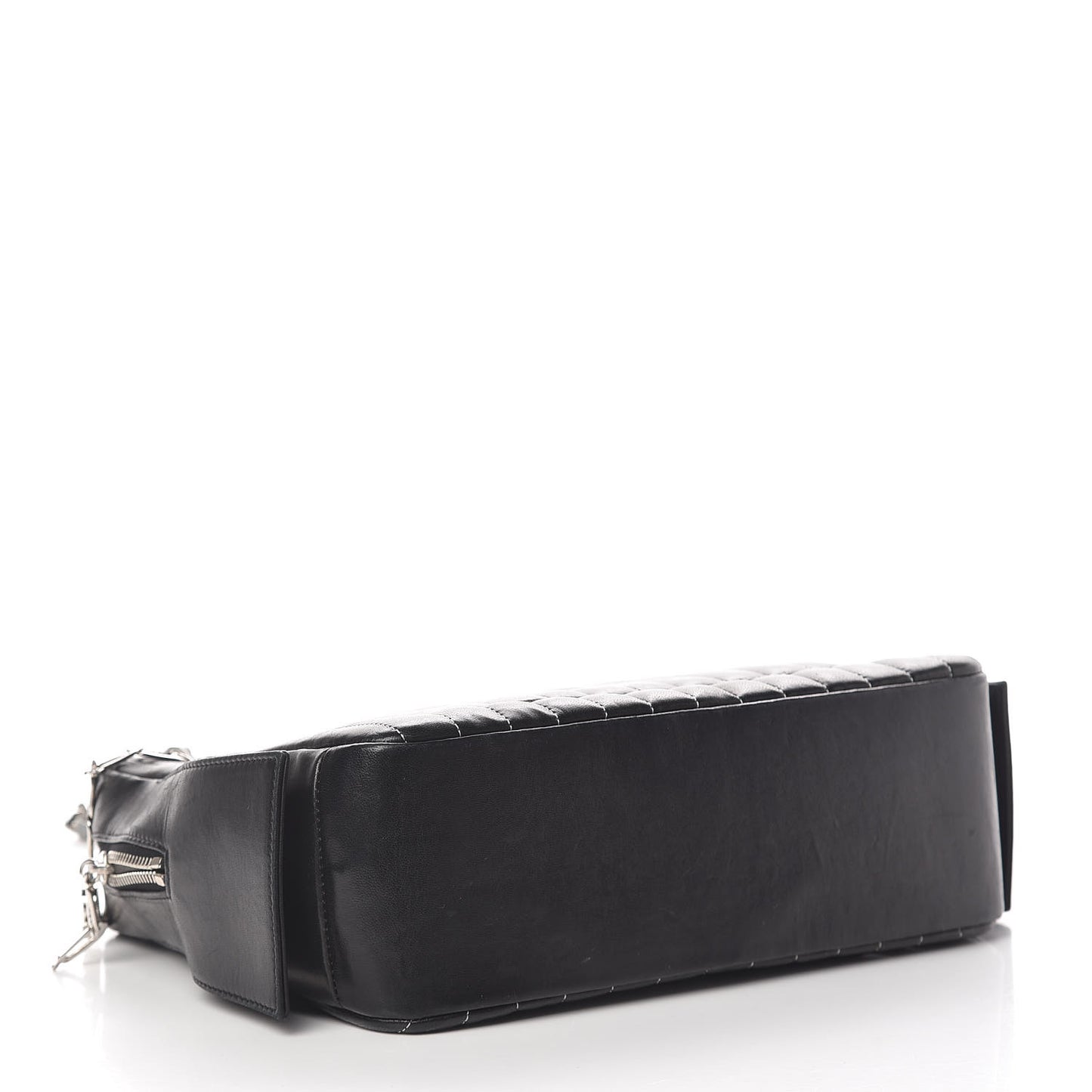 Lambskin Vertical Quilted Mademoiselle Camera Case Black