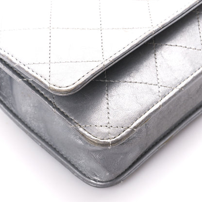 Chanel Metallic Aged Calfskin Quilted Wallet on Chain WOC Silver 10 of 11