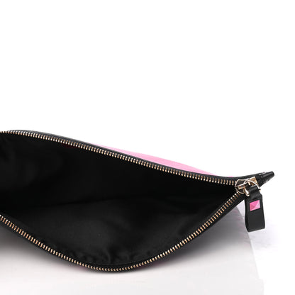 Valentino Garavani Vitello Rockstud Print Large Zip Pouch Black Peony 4 of 4