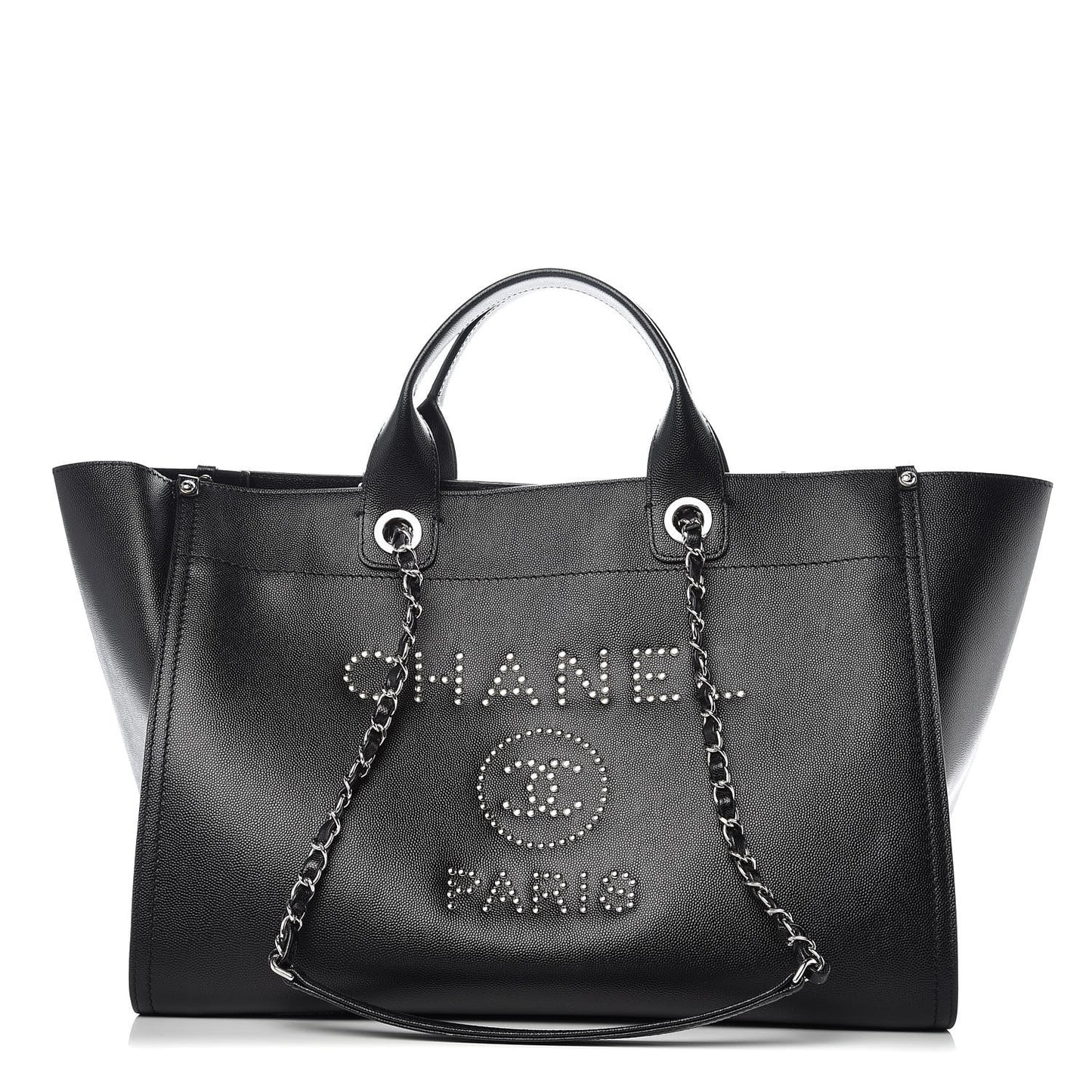 Caviar Large Studded Deauville Tote Black