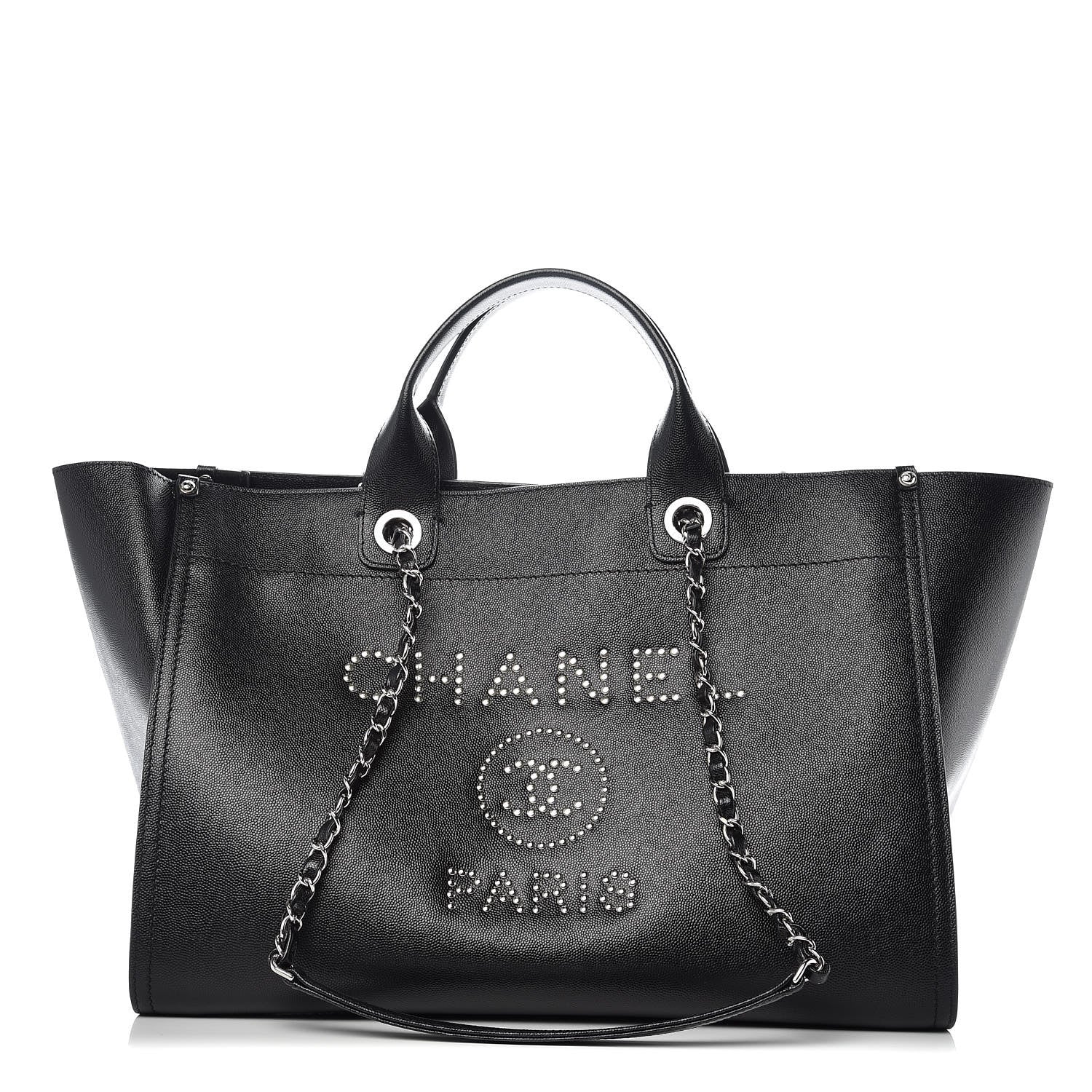 Chanel Caviar Large Studded Deauville Tote Black 1 of 10