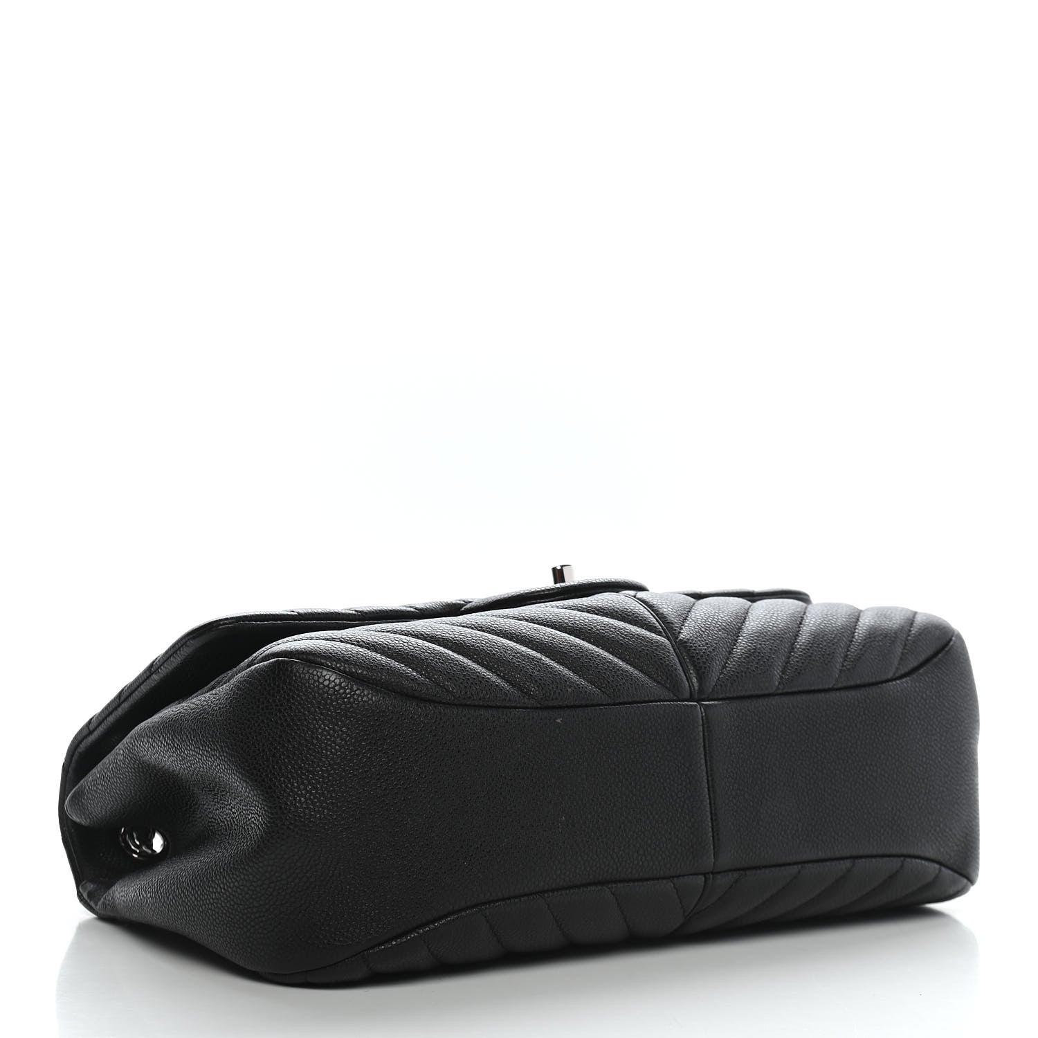 Chanel Caviar Chevron Quilted Large Puffy CC Flap Black 4 of 10