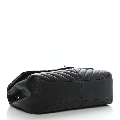 Chanel Caviar Chevron Quilted Large Puffy CC Flap Black 4 of 10
