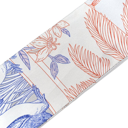 Hermes Silk Precious Paradise Twilly Gris Perle Bleu Vif Rose Pale 5 of 5