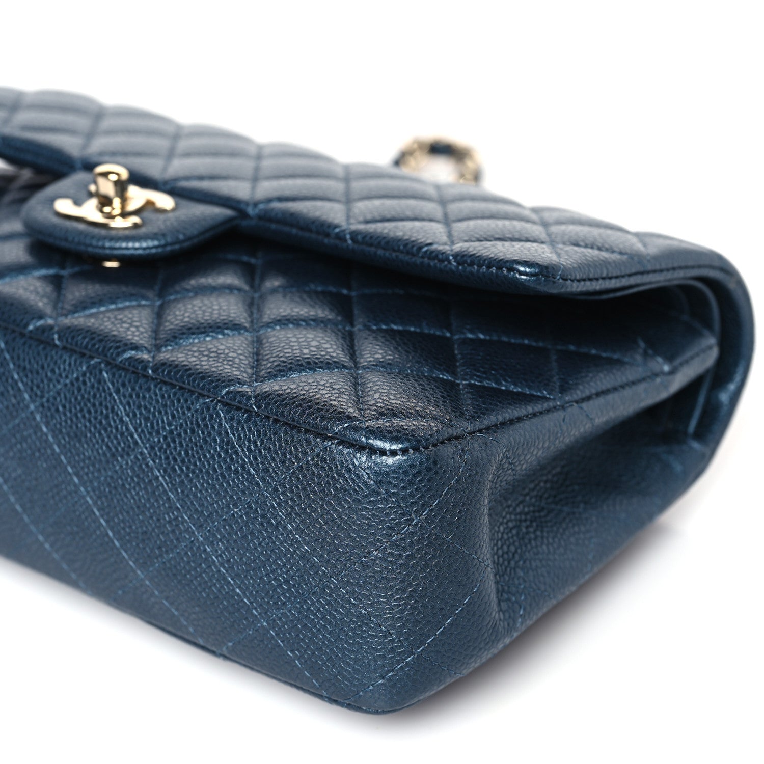 Chanel Iridescent Caviar Quilted Medium Double Flap Dark Blue 9 of 10