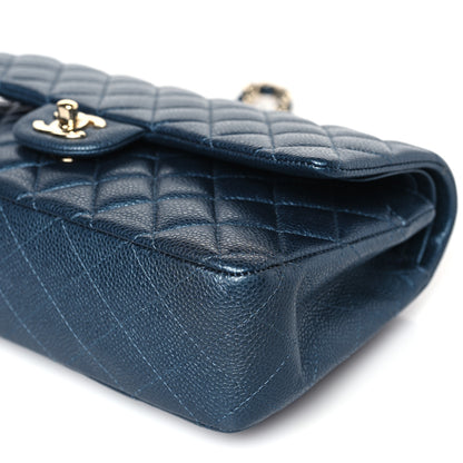 Chanel Iridescent Caviar Quilted Medium Double Flap Dark Blue 9 of 10