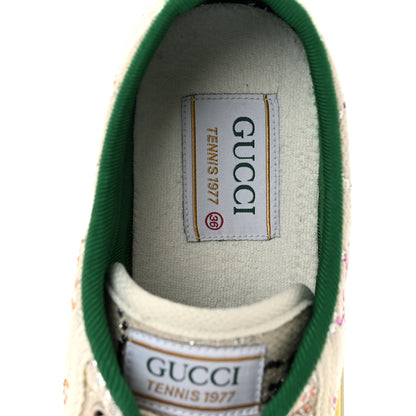 Gucci Canvas Lame Crystal GG Monogram Womens 1977 Tennis Sneakers 36 Gardenia Silver Mystic White 7 of 12