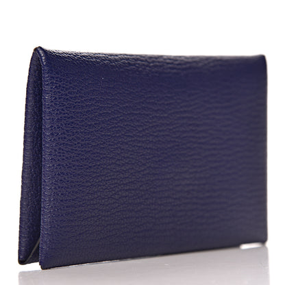 Hermes Chevre Mysore Calvi Card Case Bleu Encre 3 of 8