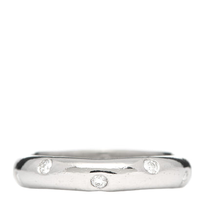 Tiffany Platinum Diamond 4mm Etoile Band Ring 55 7.25 1 of 6