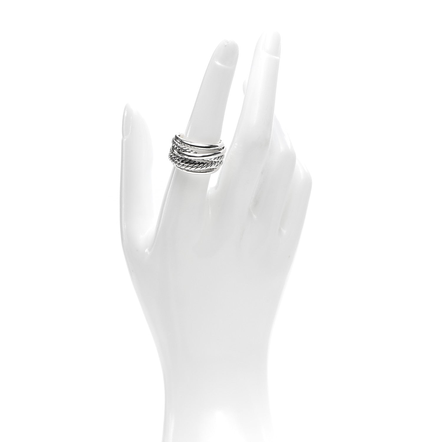 David Yurman Sterling Silver 15mm Narrow Crossover Cable Ring 57 8 2 of 5
