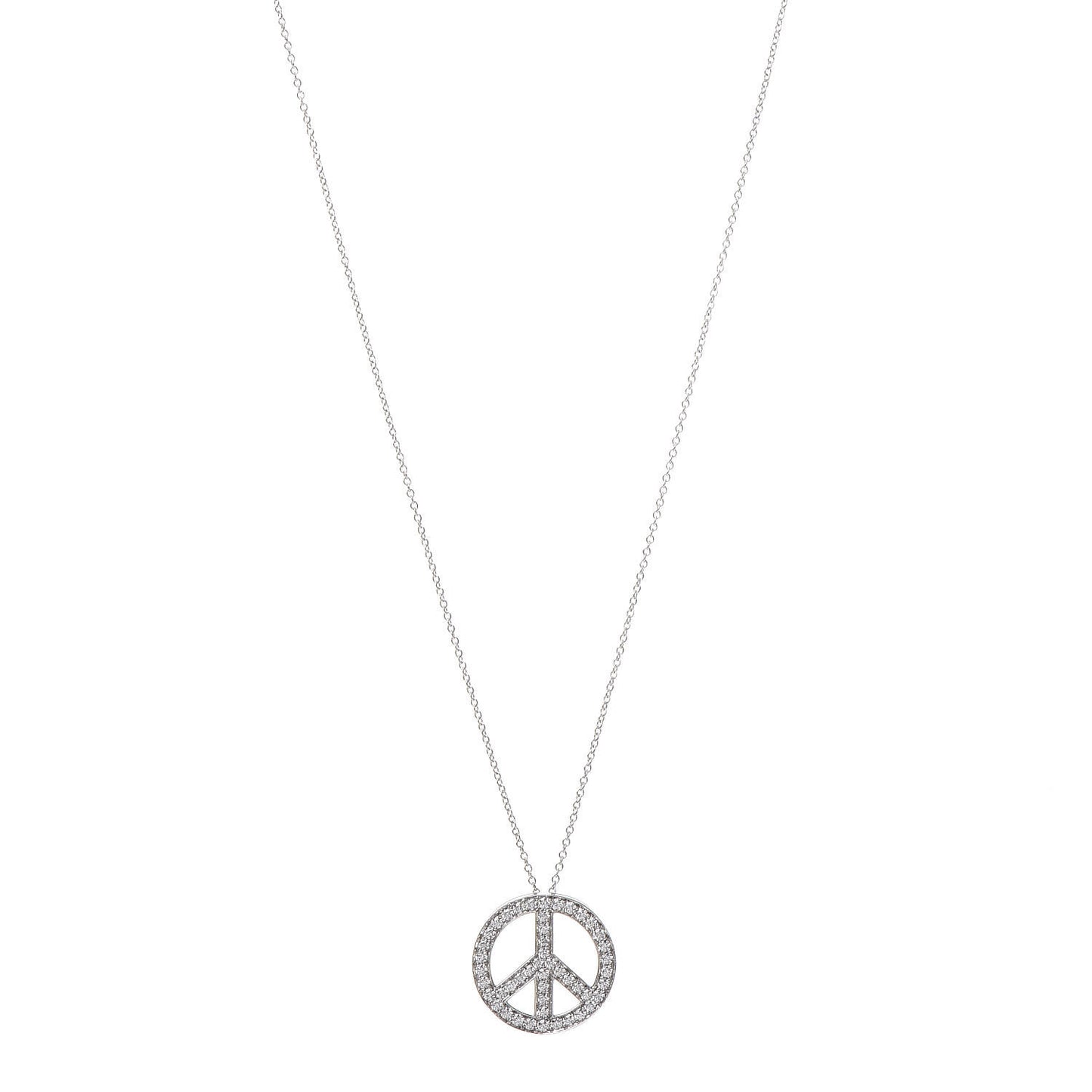 Platinum Diamond Peace Pendant Necklace