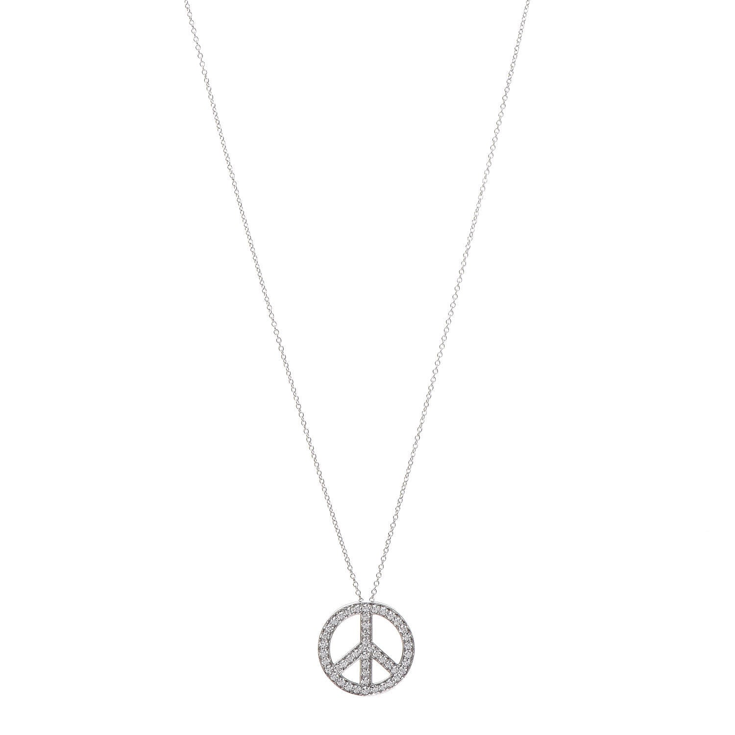 Tiffany Platinum Diamond Peace Pendant Necklace 1 of 7