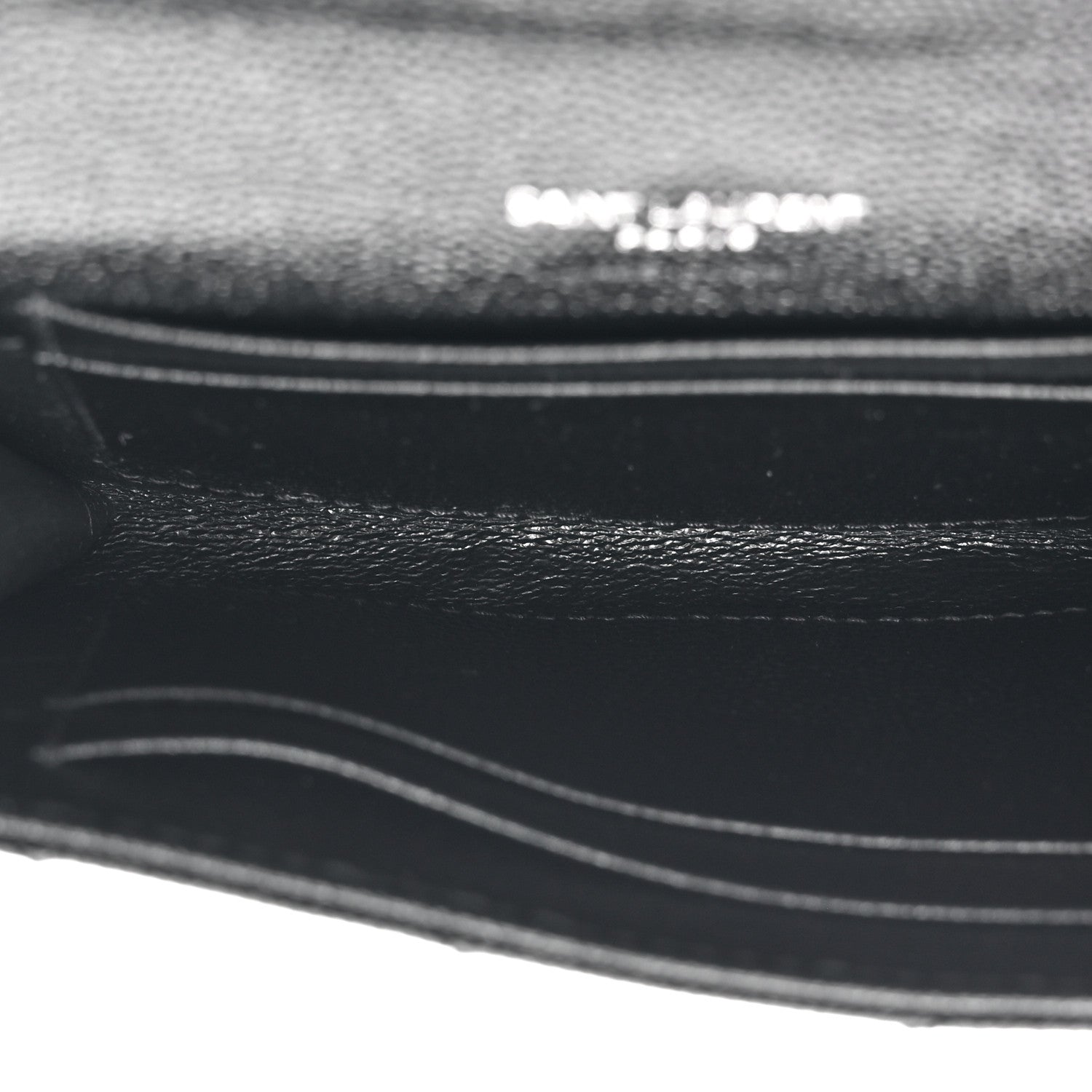 Saint Laurent Grain De Poudre Matelasse Chevron Small Monogram Envelope Wallet Black 5 of 8