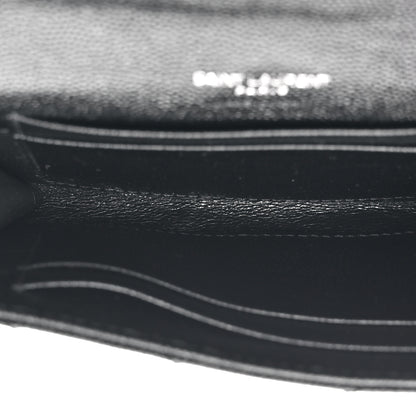Saint Laurent Grain De Poudre Matelasse Chevron Small Monogram Envelope Wallet Black 5 of 8