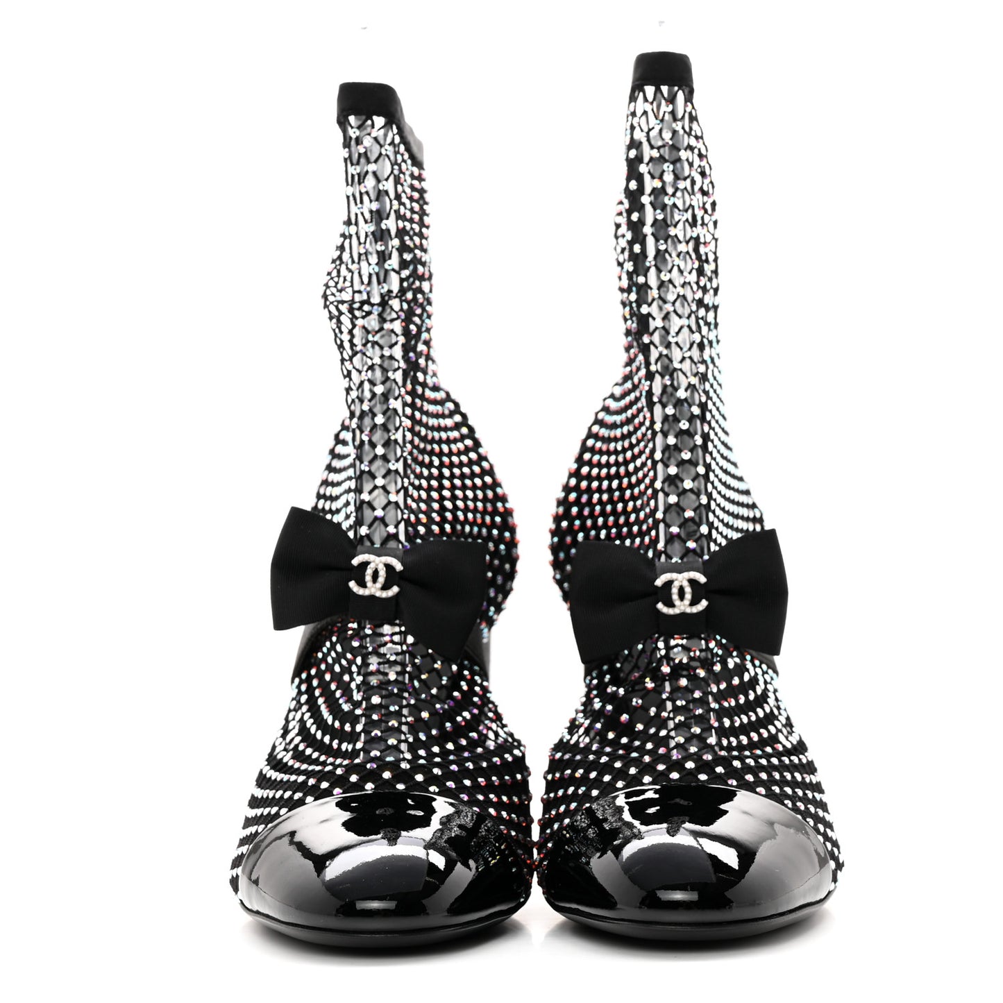 Resille Strass Kid Suede Patent Mary Jane Short Boots 38.5 Black