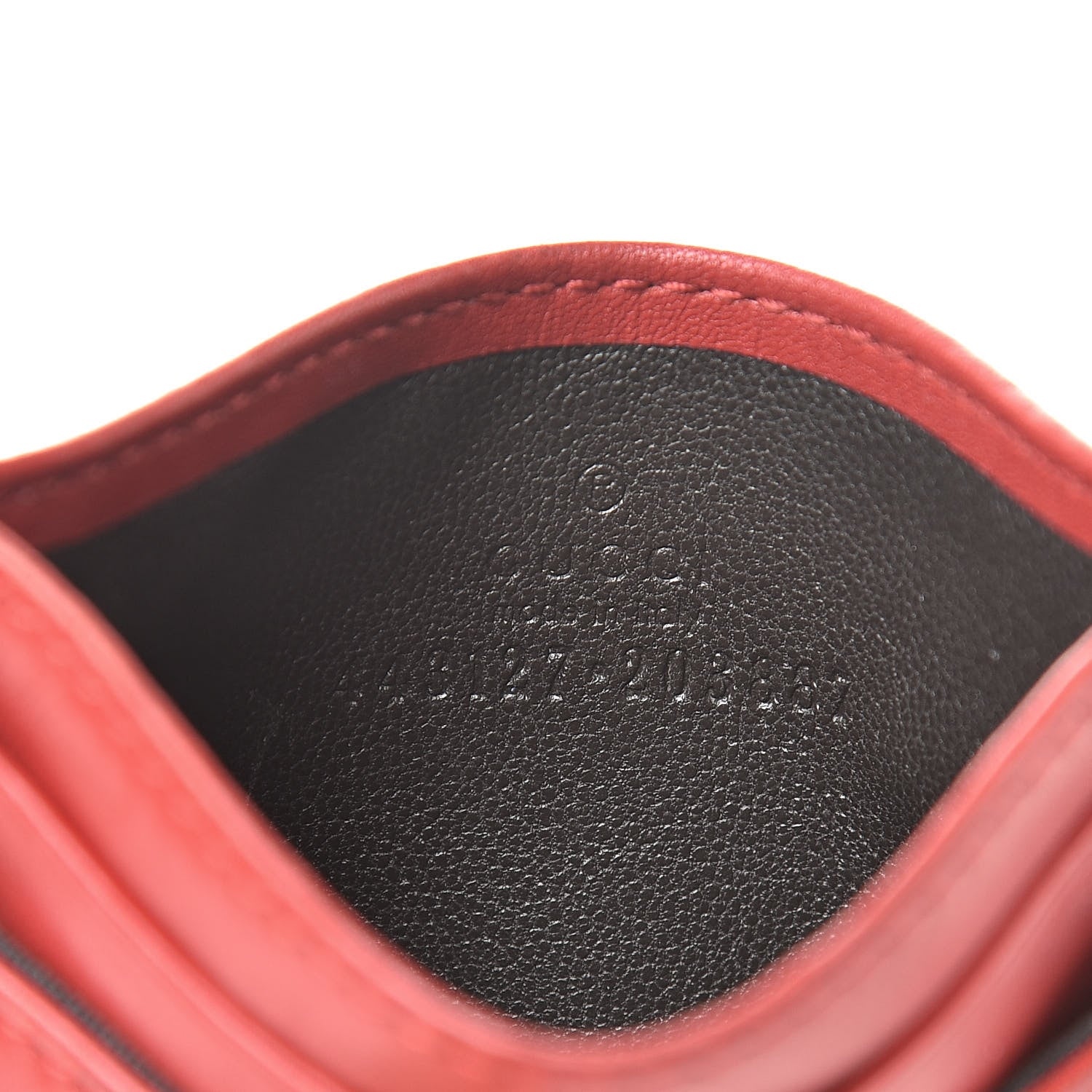 Gucci Calfskin Matelasse GG Marmont Card Holder Hibiscus Red 6 of 11