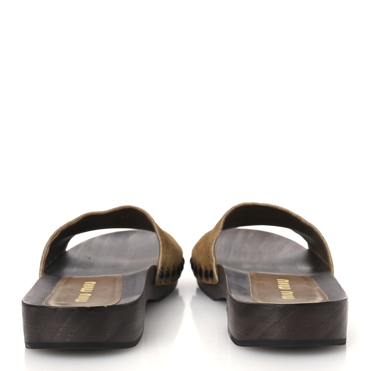 Miu Miu Suede Logo Slide Clogs 37 Cannella 6 of 11