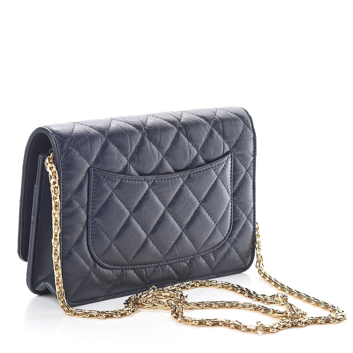 Chanel Aged Calfskin Quilted Reissue Wallet On Chain WOC Navy 3 of 11