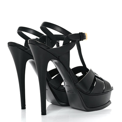 Saint Laurent Calfskin Tribute 105 Platform Sandals 35 Black 4 of 9