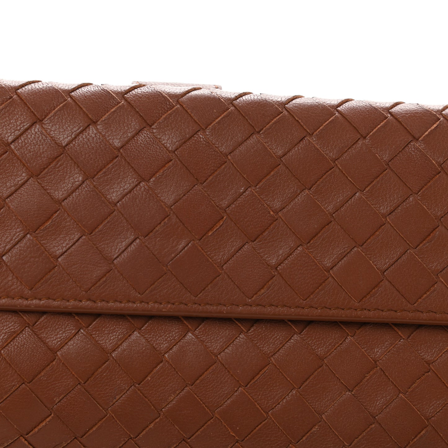 Madras Goatskin Intrecciato Flap Wallet Tea