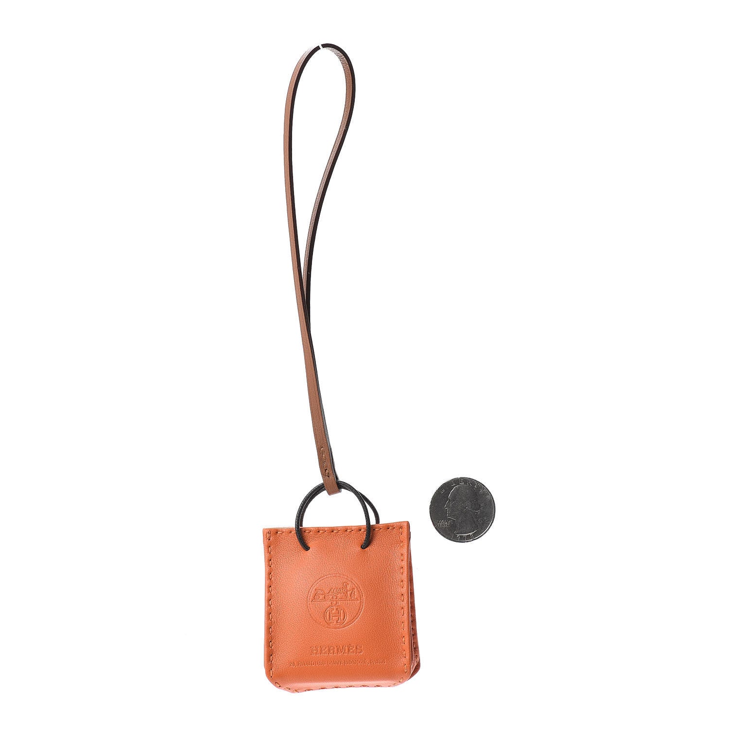 Hermes Milo Lambskin Swift Shopping Bag Charm Feu Gold 2 of 5