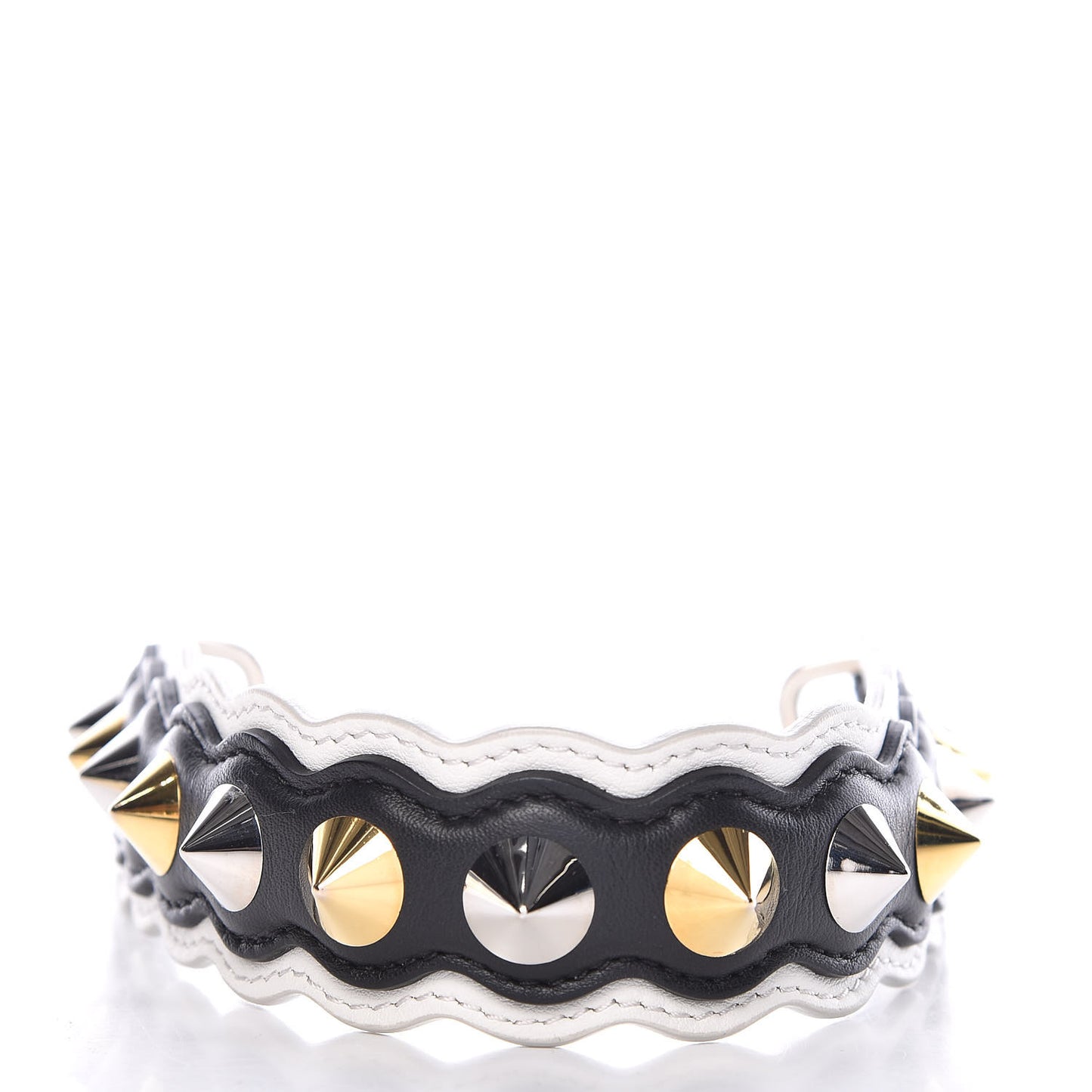 Calfskin Studded Mini Strap You Black Gold Silver