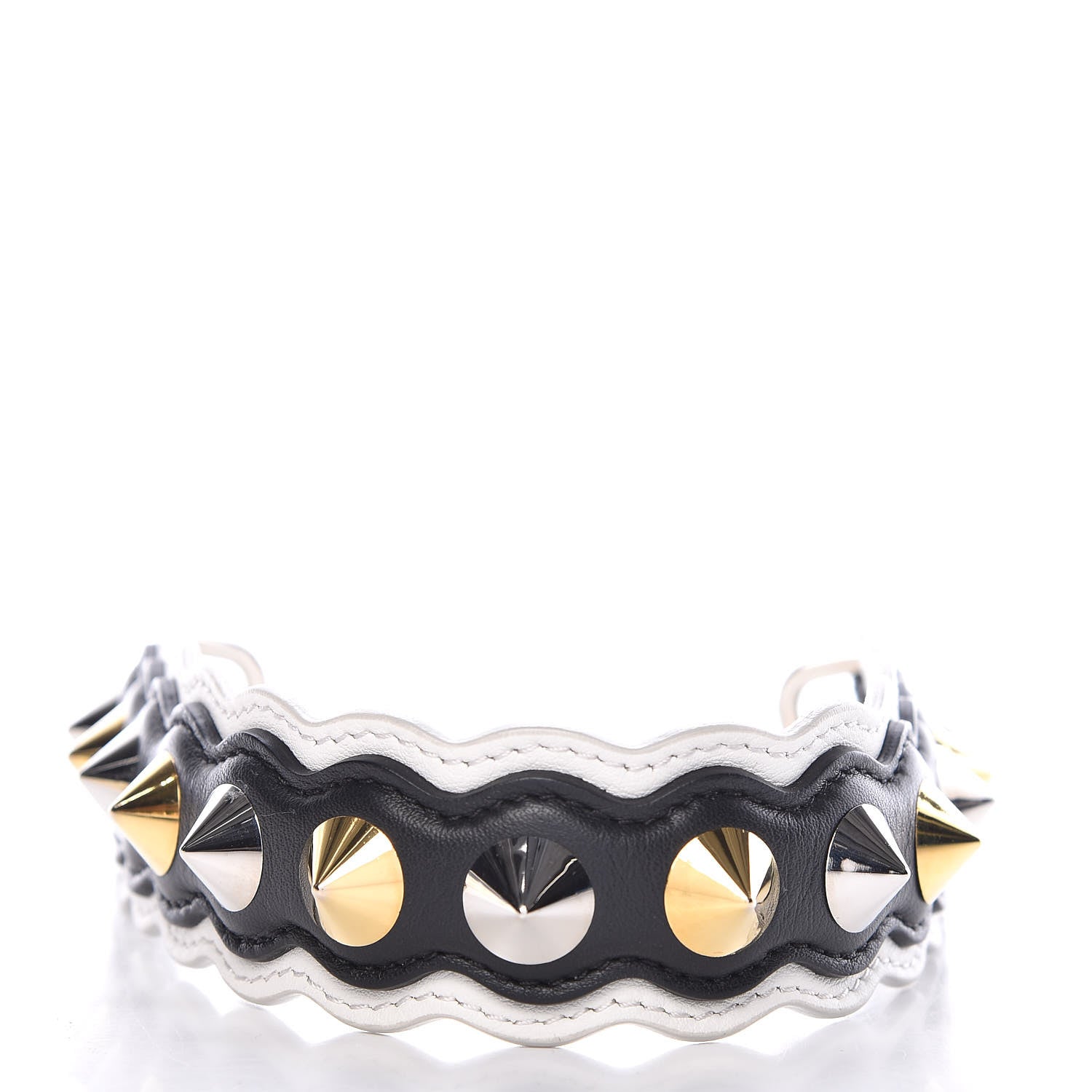 Fendi Calfskin Studded Mini Strap You Black Gold Silver 1 of 5