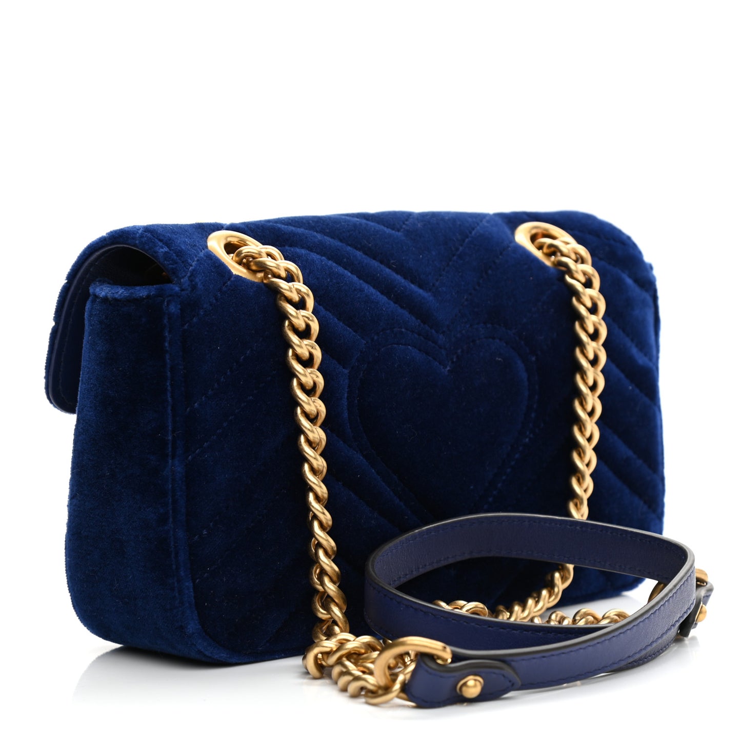 Velvet Matelasse Mini GG Marmont Shoulder Bag Cobalt Blue