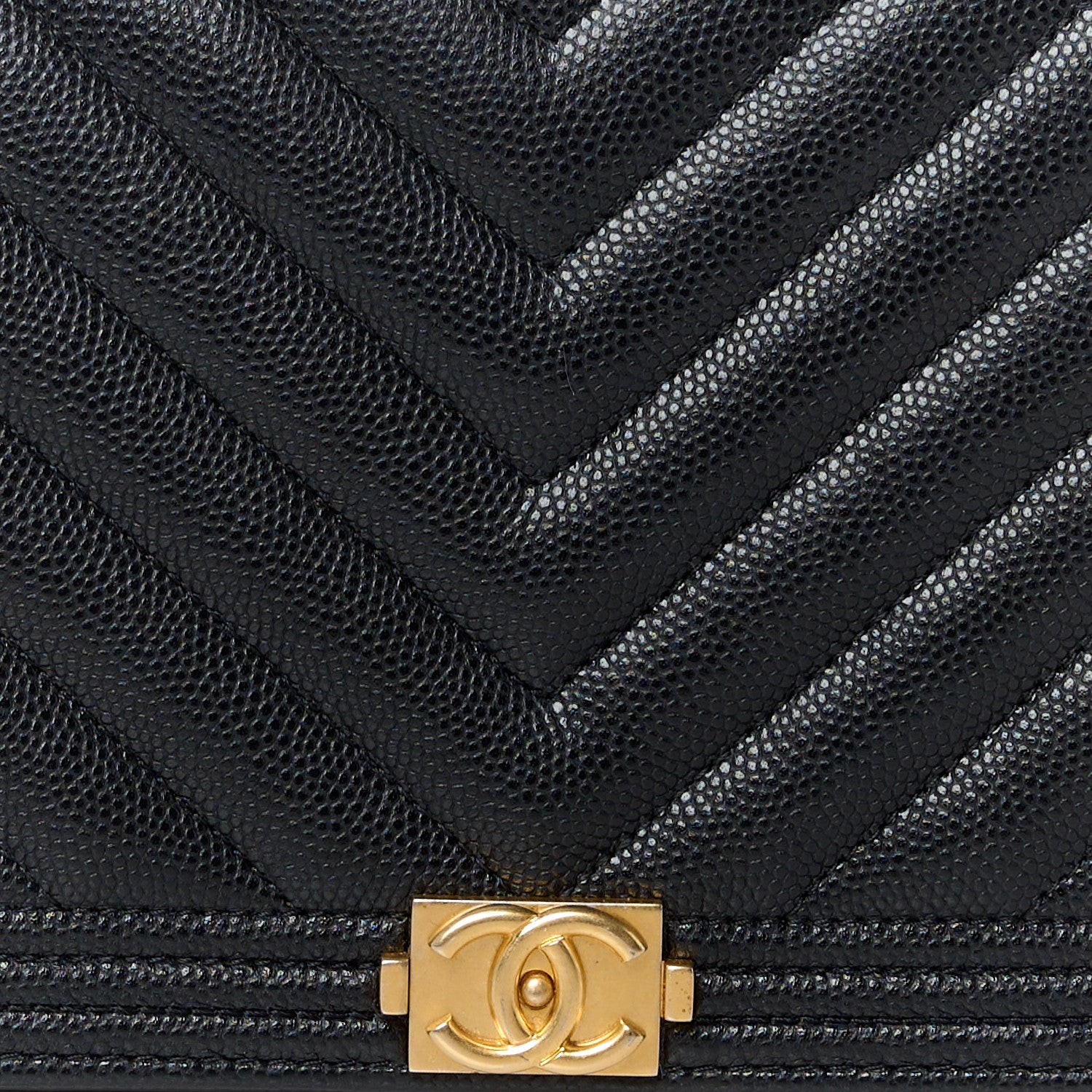 Chanel Caviar Chevron Quilted Boy Wallet On Chain WOC Black 9 of 11