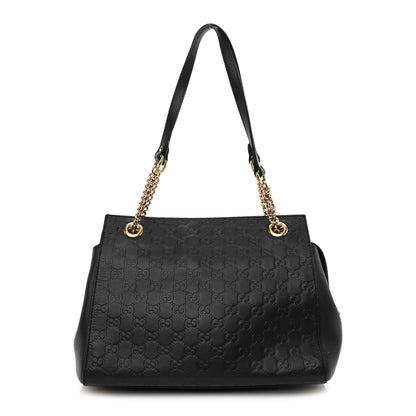 Gucci Guccissima Signature Medium Shoulder Tote Bag Black 1 of 11