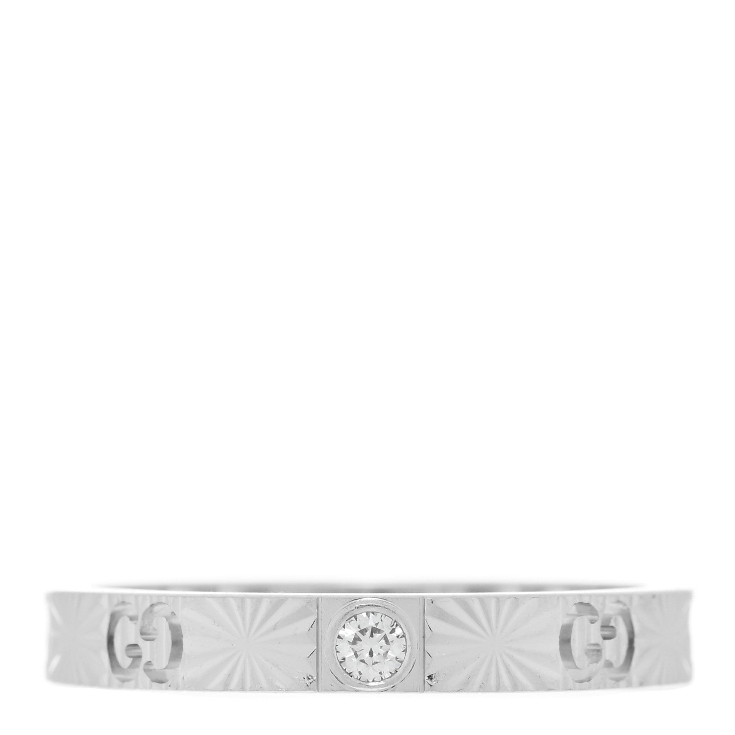 Gucci 18K White Gold Diamond Icon Heart Band Ring 54 7 1 of 4
