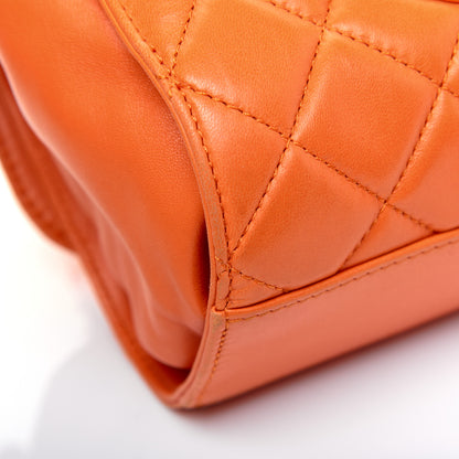 Chanel Lambskin Quilted Jumbo Grocery By Chanel Drawstring Shopping Bag Orange 22 of 24