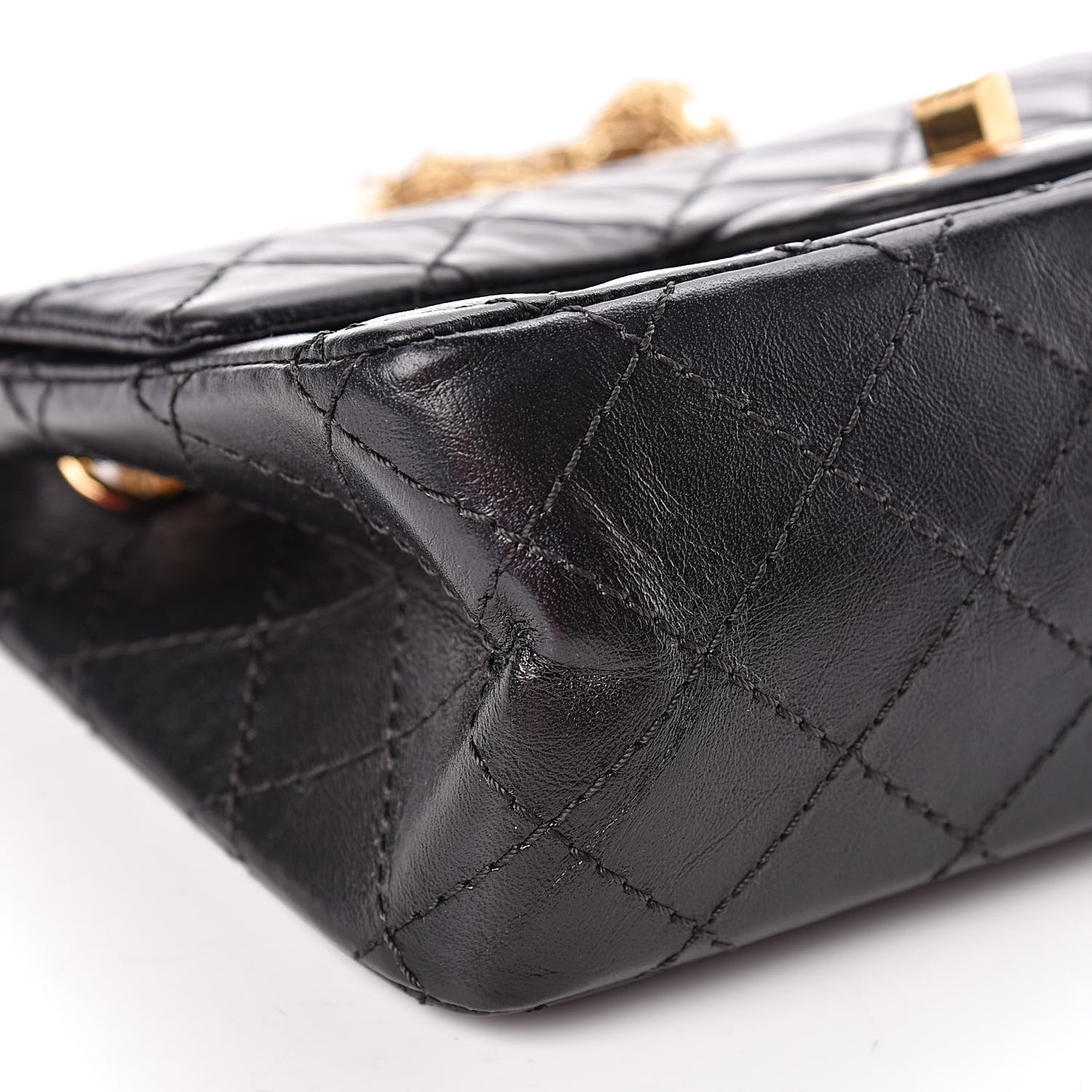 Aged Calfskin Quilted 2.55 Reissue 224 Flap Black
