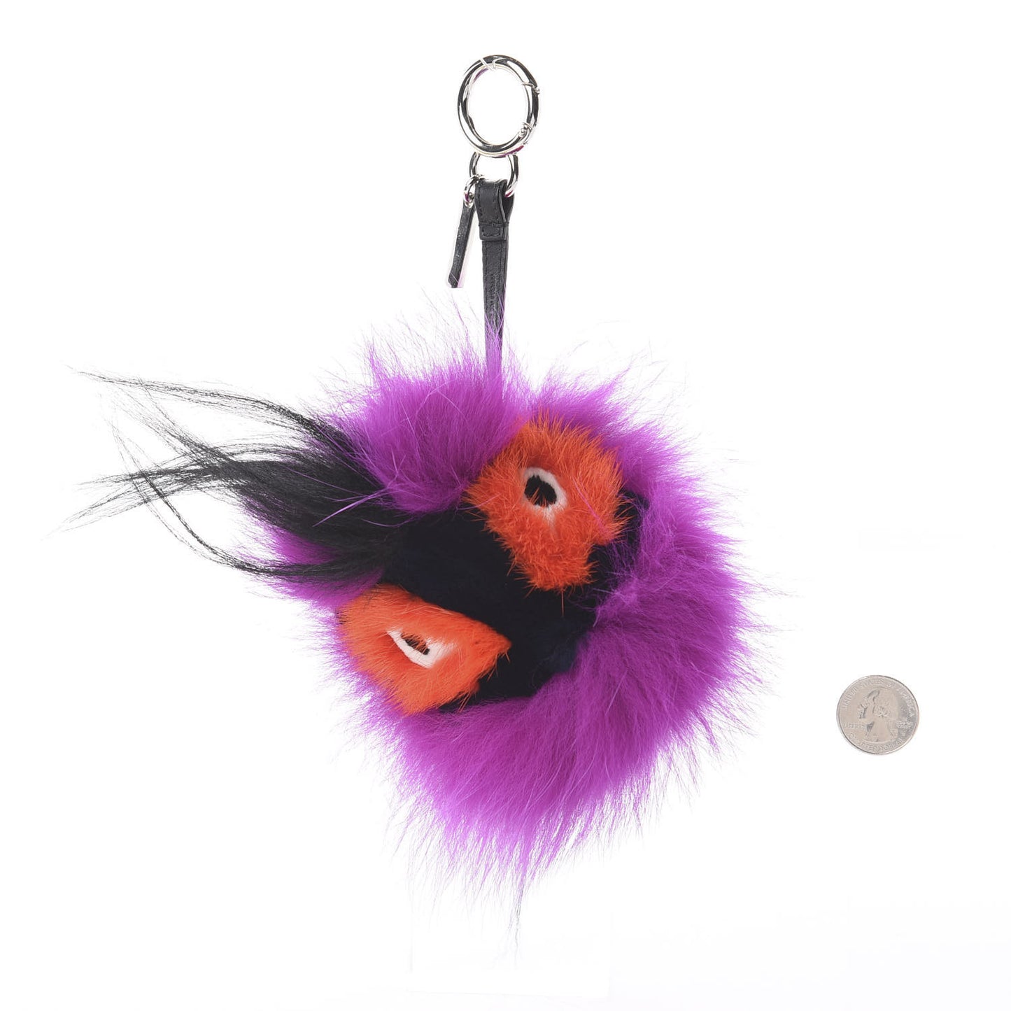 Fox Mink Goat Fur Oret Monster Bag Bug Charm Orchid Black