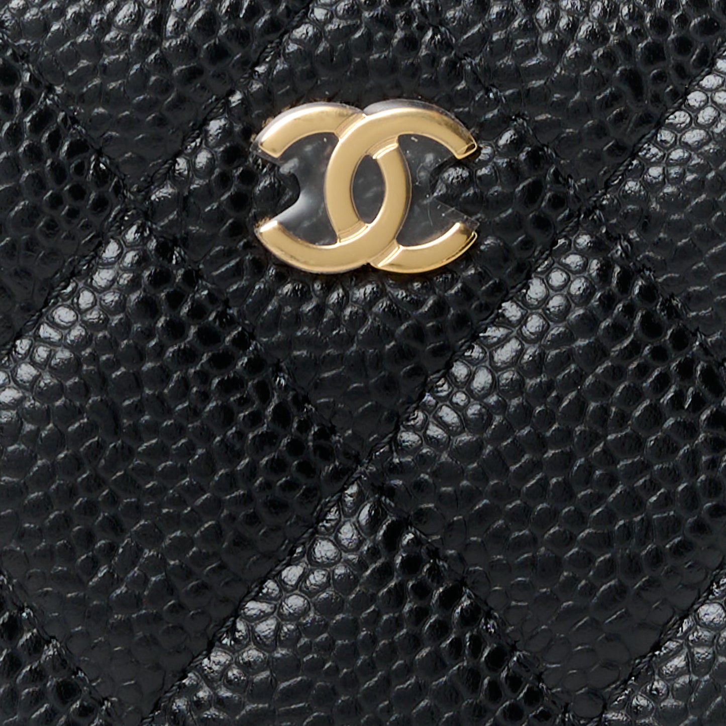 Caviar Quilted Classic Zipped Coin Purse Black