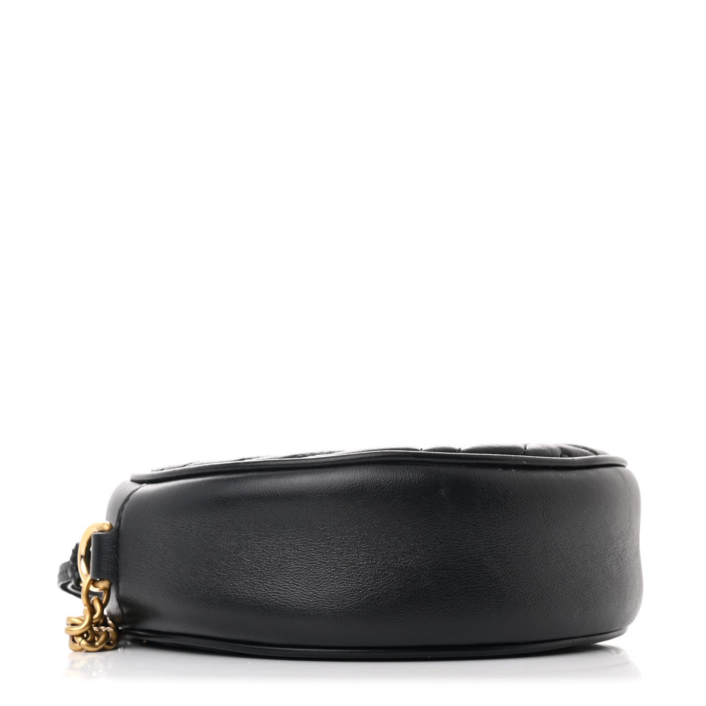 Azalea Calfskin Matelasse Heart Mini GG Marmont Round Shoulder Bag Black