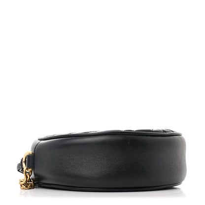 Gucci Azalea Calfskin Matelasse Heart Mini GG Marmont Round Shoulder Bag Black 4 of 11