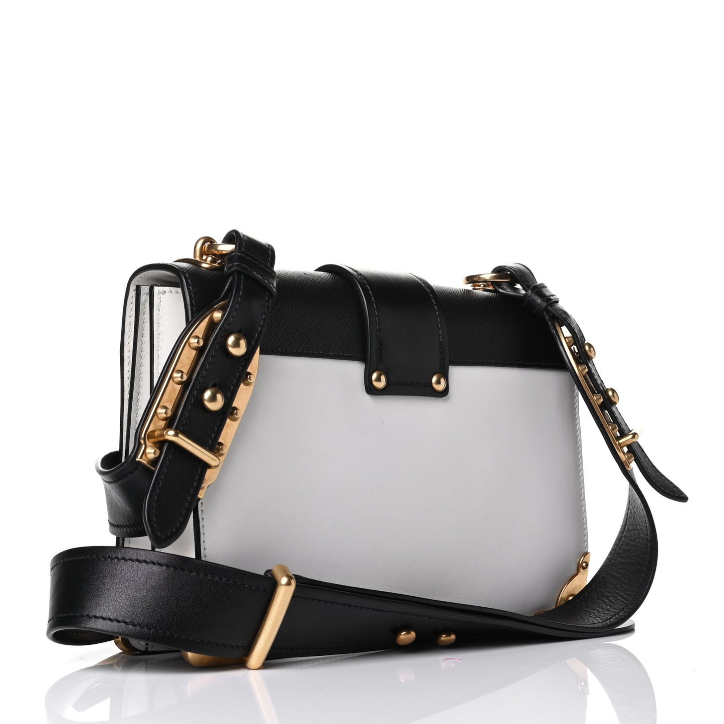 City Calf Saffiano Large Cahier Bag White Black