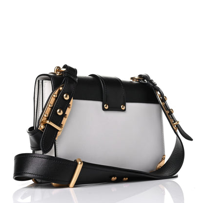 Prada City Calf Saffiano Large Cahier Bag White Black 2 of 6