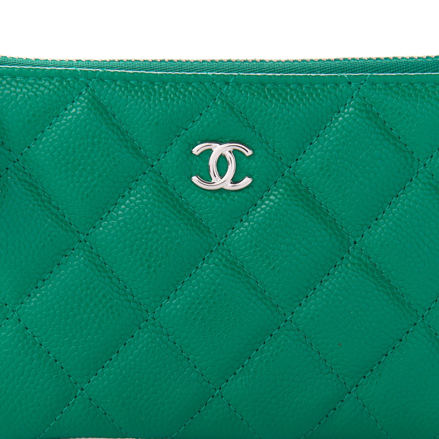 Chanel Caviar Quilted Small Cosmetic Case Green 8 of 11
