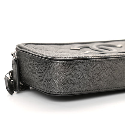 Chanel Metallic Caviar Quilted CC Filigree Clutch With Chain Dark Silver 10 of 12