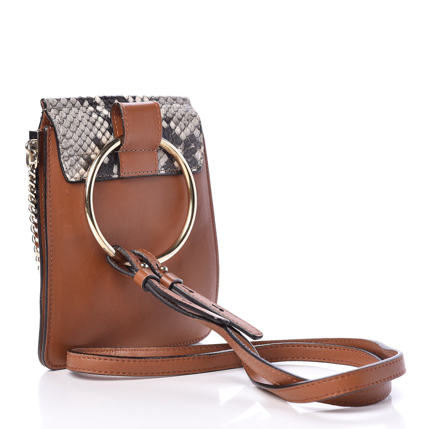 Chloe Python Suede Mini Faye Bracelet Bag Tannish Red 3 of 13