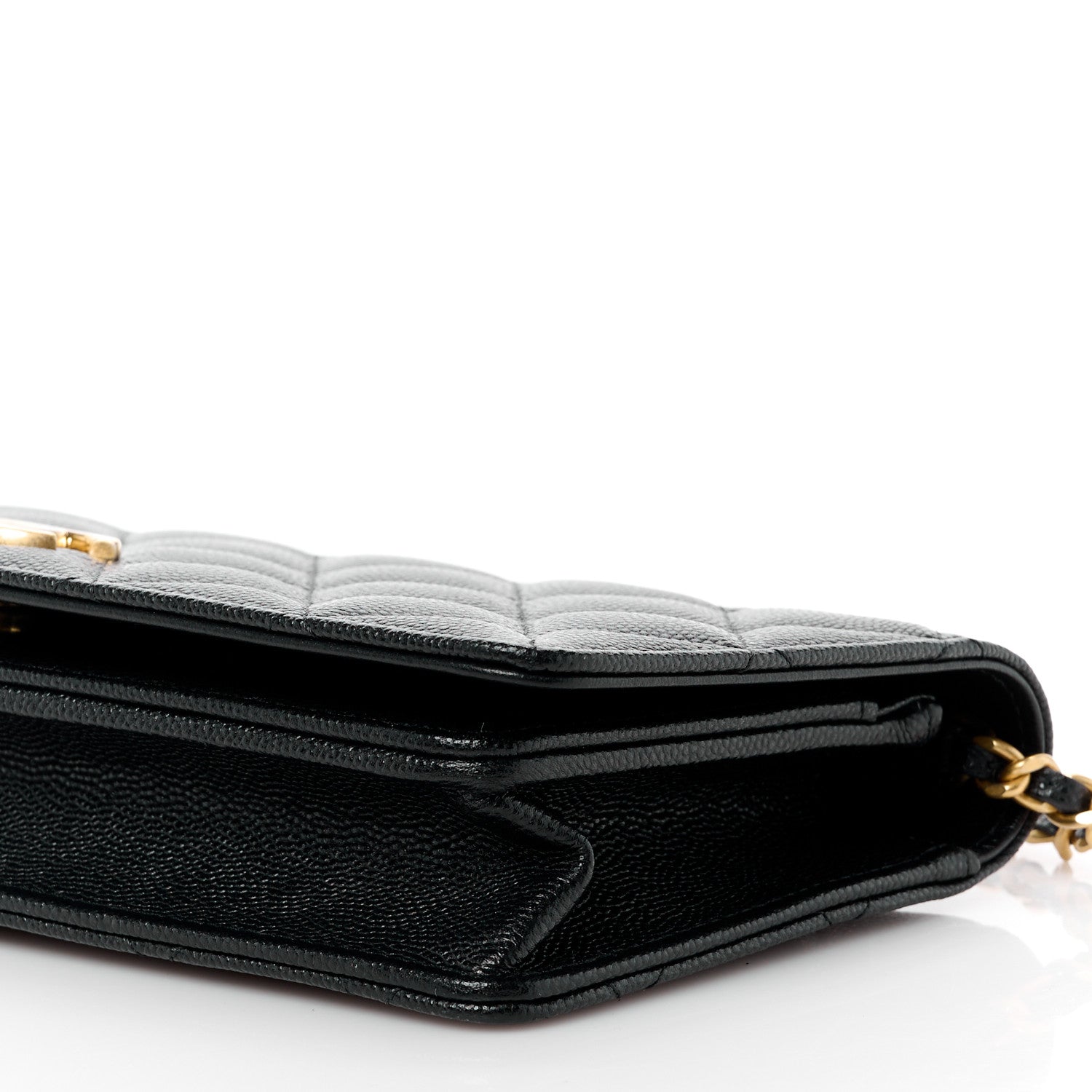 Chanel Caviar Quilted Glitter CC Roller Skate Clutch With Chain Black Black 13 of 16