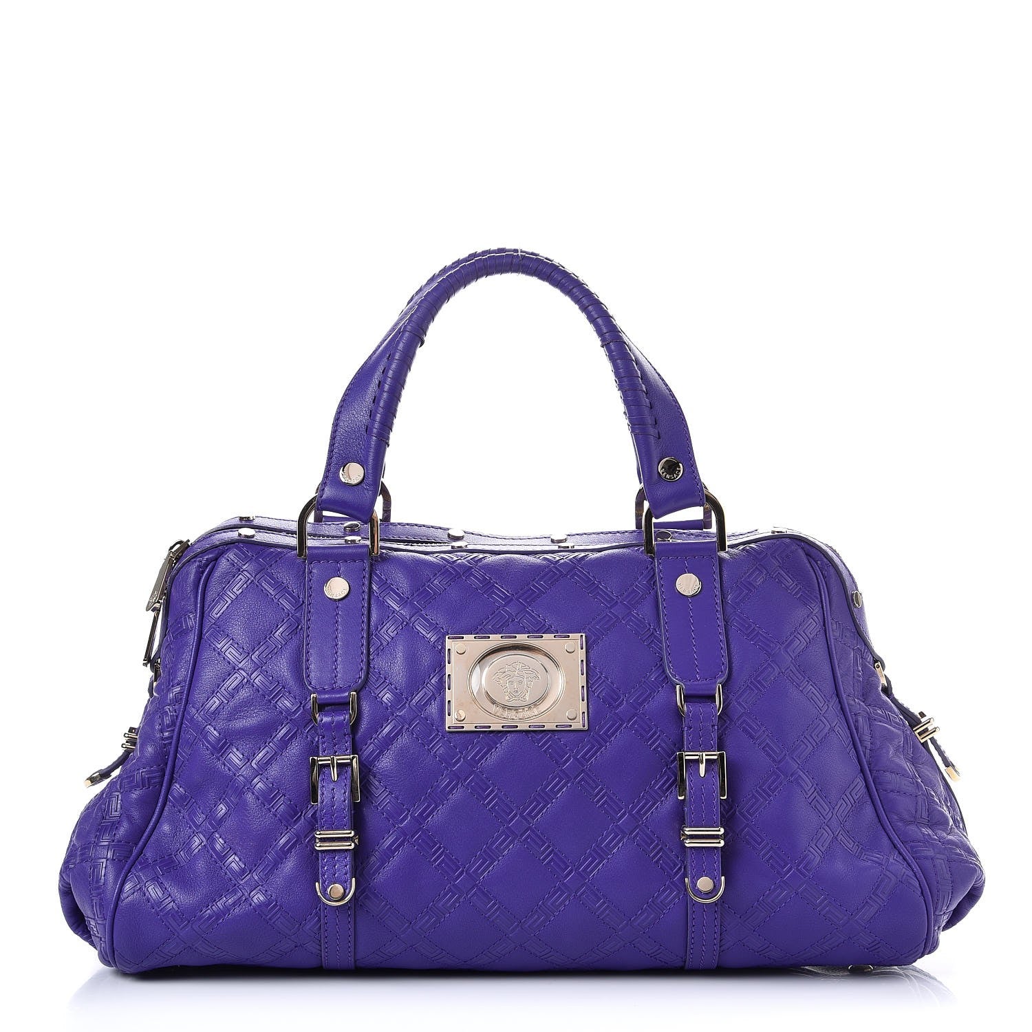 Versace Calfskin Satchel Violet 1 of 8