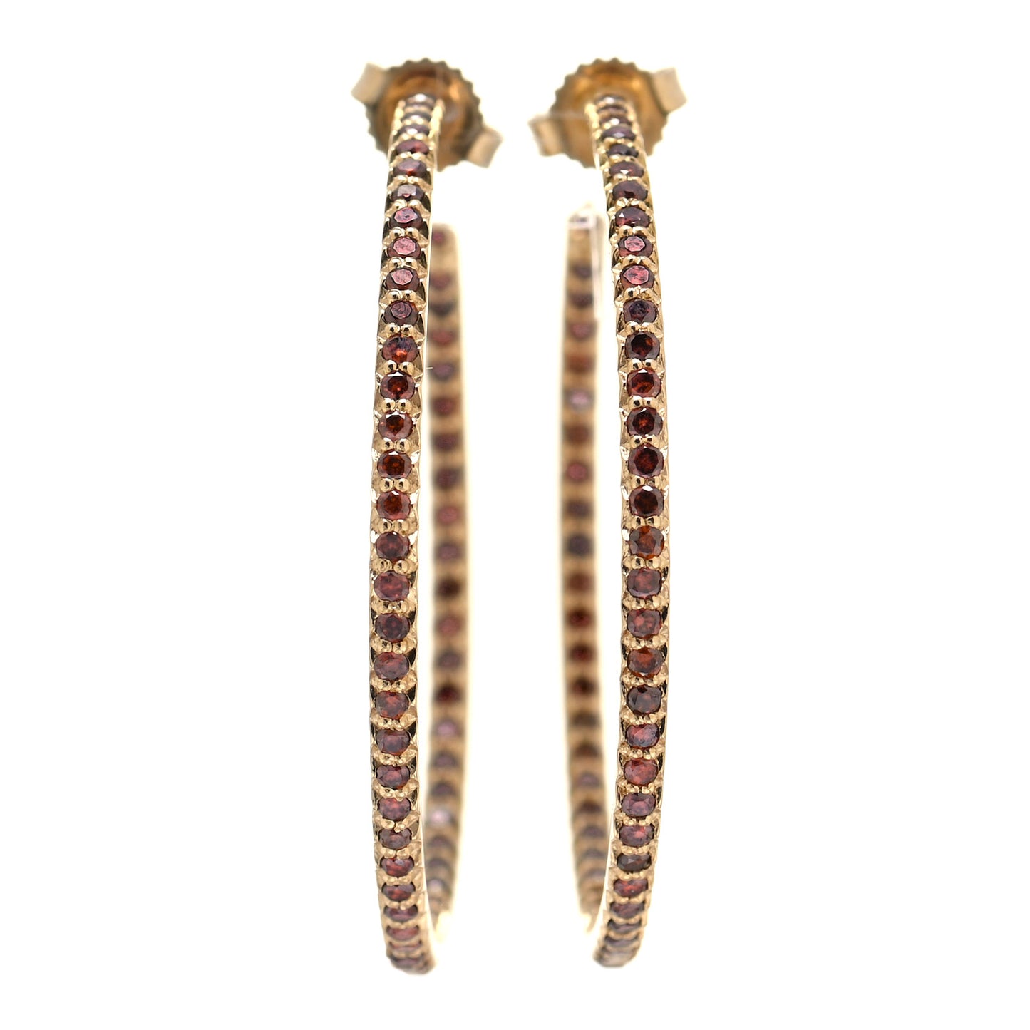 18K Yellow Gold Cognac Diamond Hoop Earrings