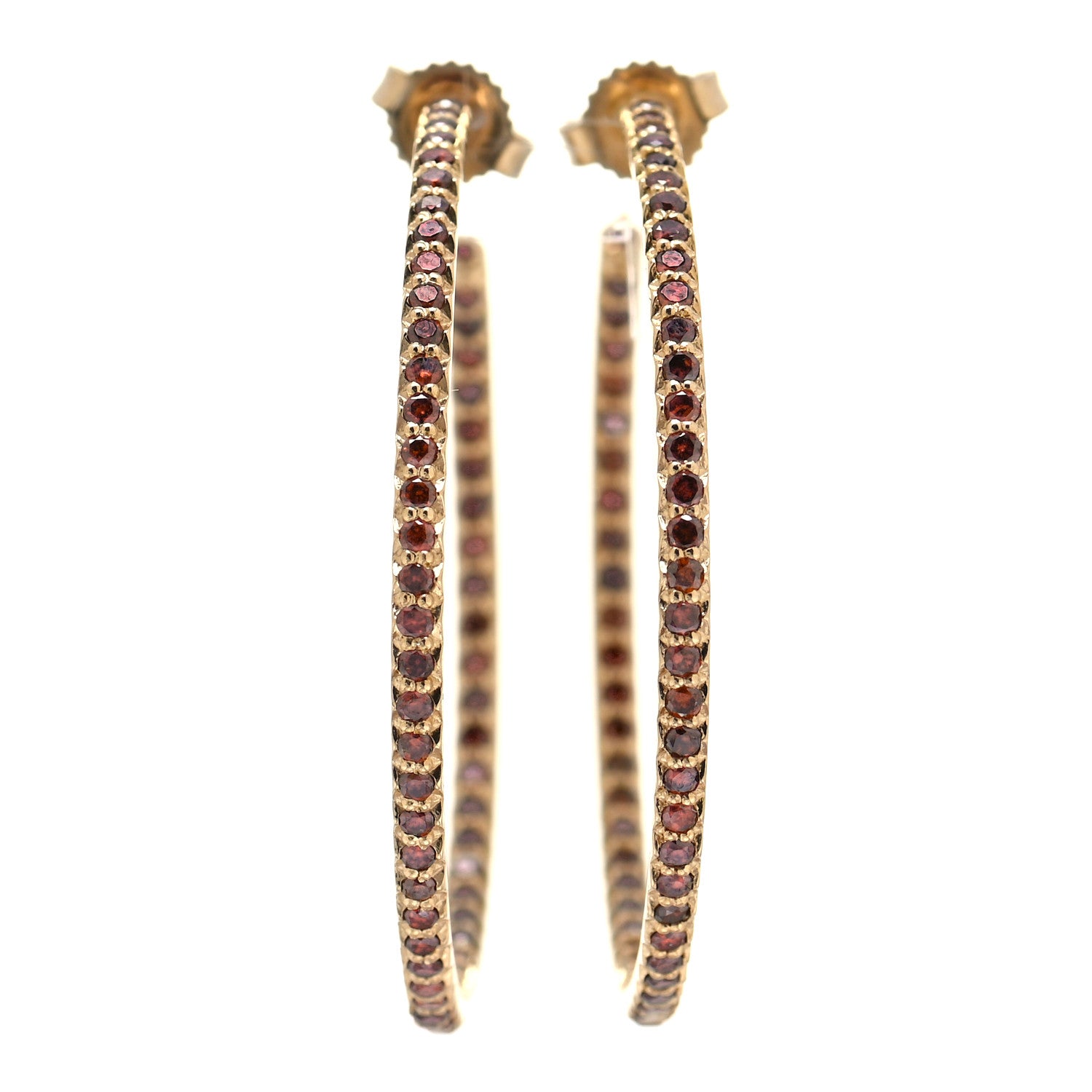 Roberto Coin 18K Yellow Gold Cognac Diamond Hoop Earrings 1 of 3