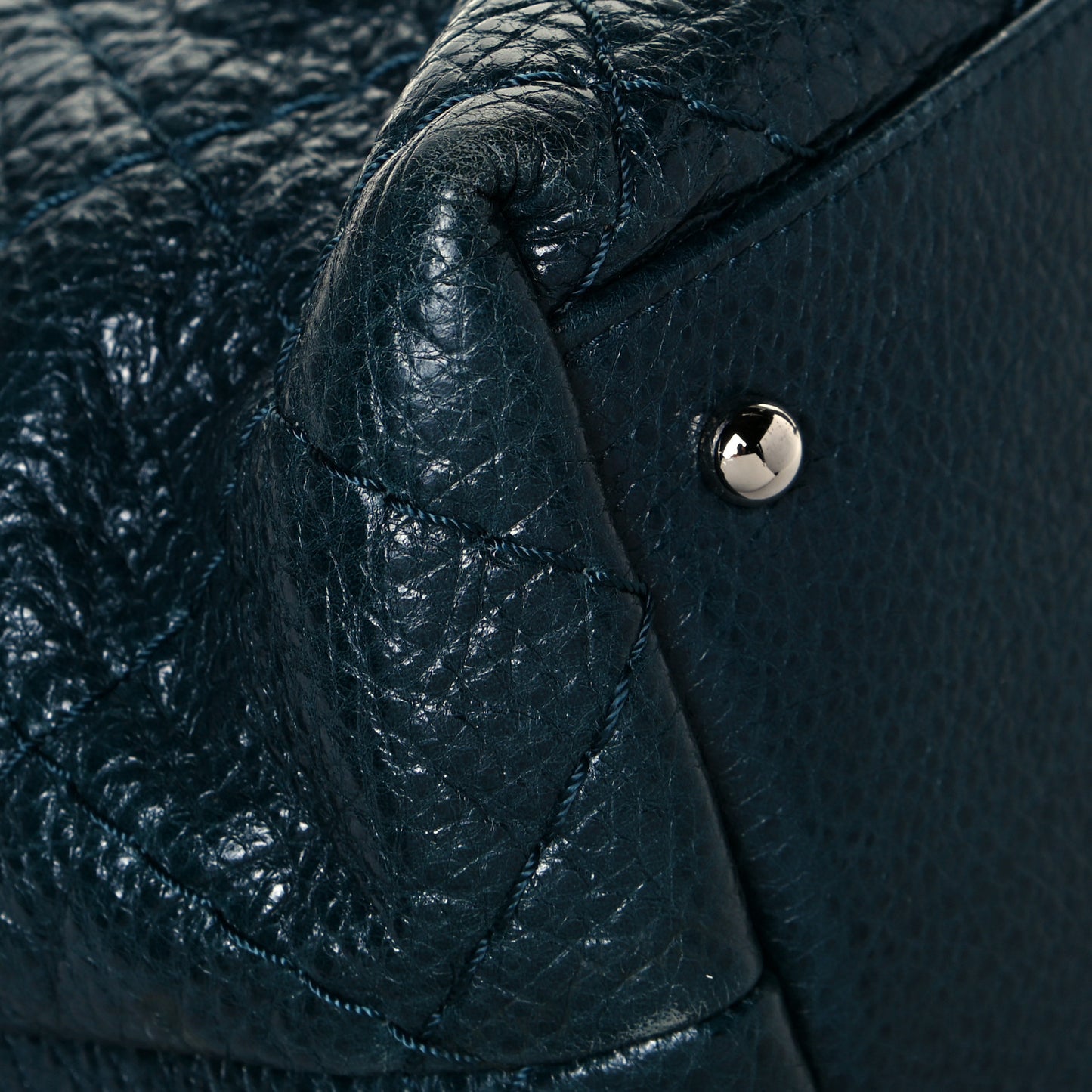 Glazed Calfskin Large On The Road Tote Dark Blue