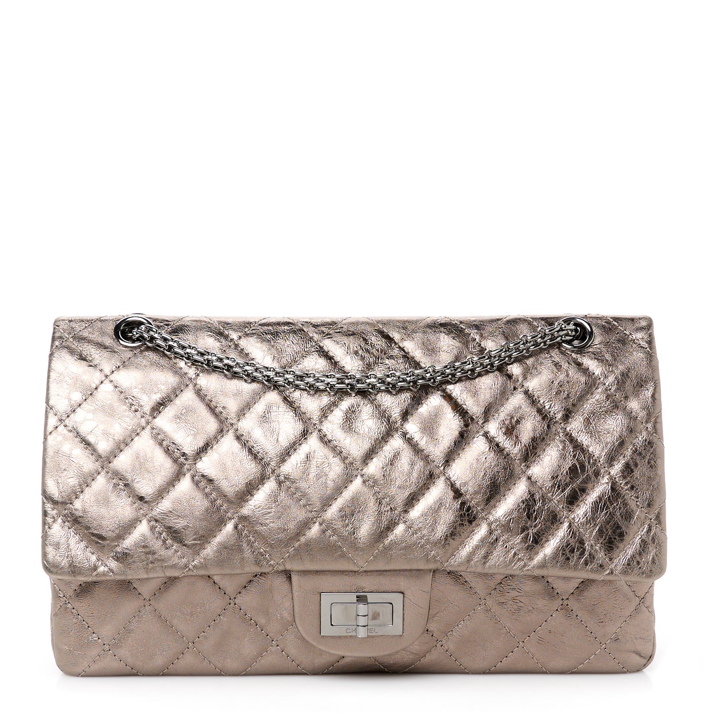 Metallic Aged Calfskin Quilted 2.55 Reissue 227 Flap Pewter