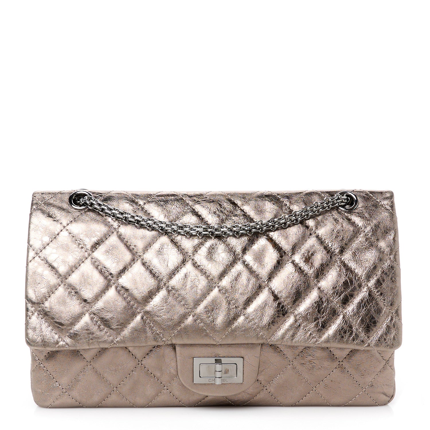 Chanel Metallic Aged Calfskin Quilted 2.55 Reissue 227 Flap Pewter 1 of 10