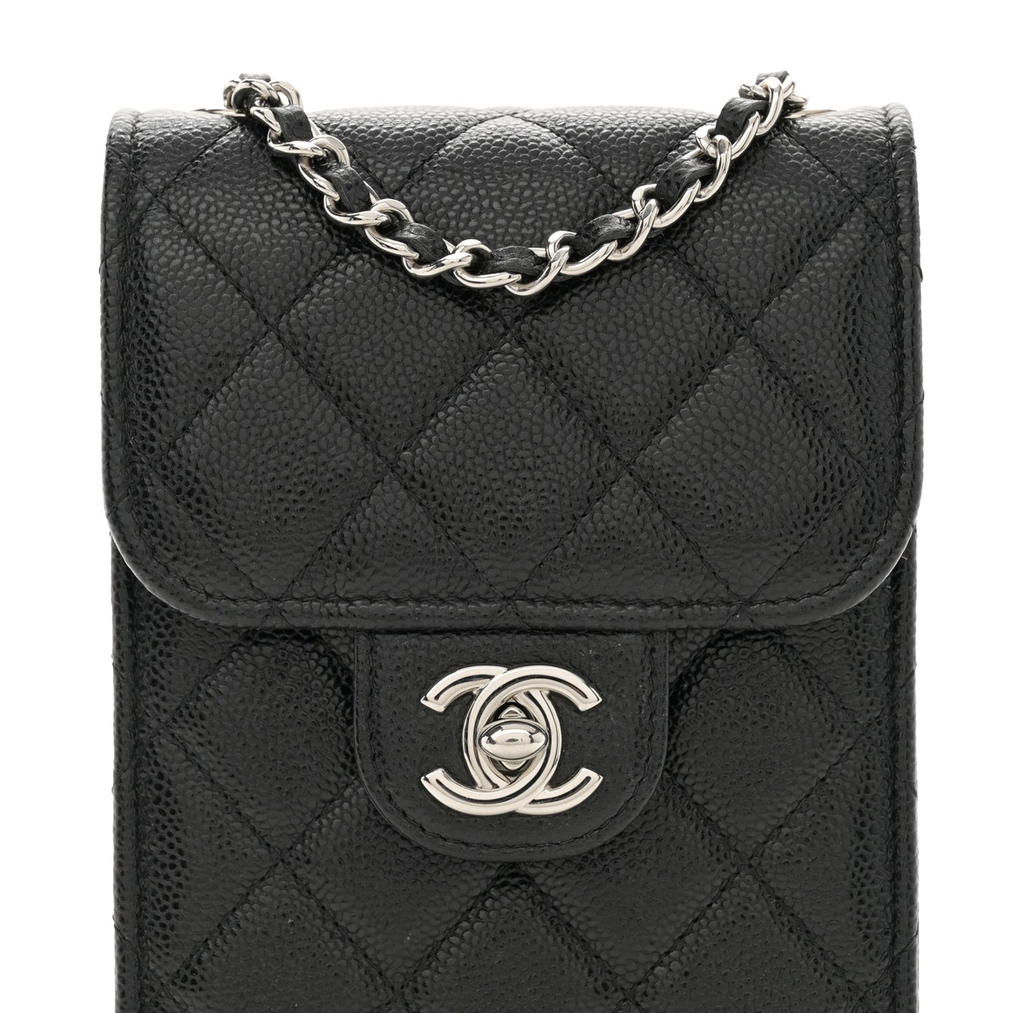 Caviar Quilted Classic Phone Holder Black